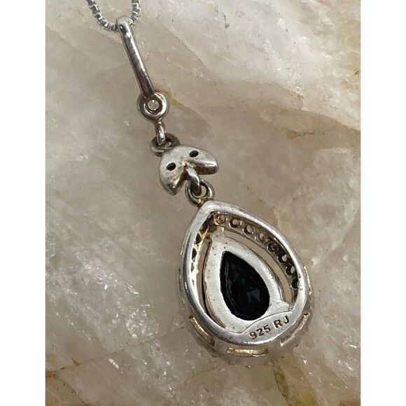 Vintage RJ Cubic Zirconia CZ Sterling‎ 925 Silver Pendant 18'' Chain Necklace 3g - Picture 4 of 8